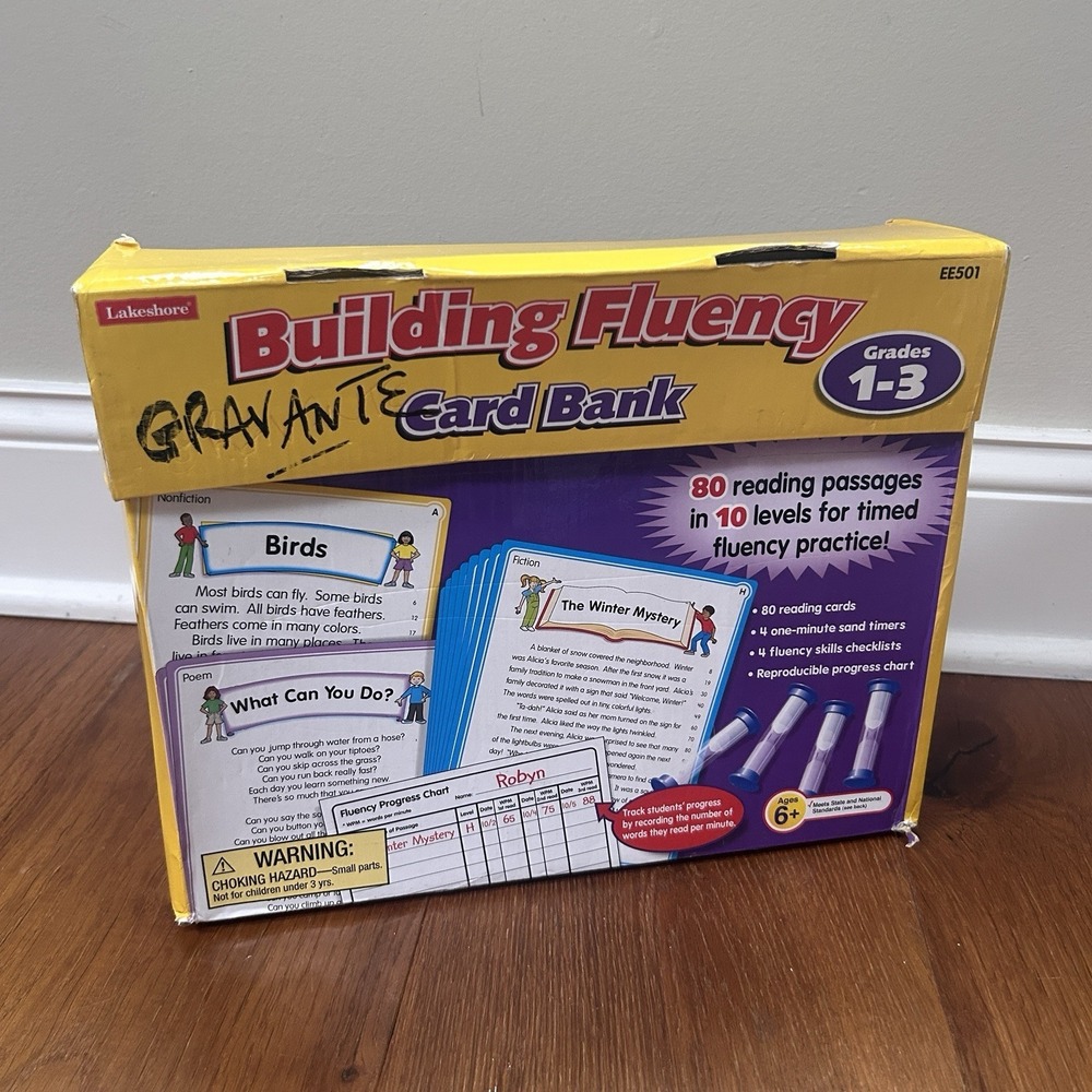 Lakeshore Building Fluency Card Bank Reading Grades 1-3 Tutor Homeschool Teach